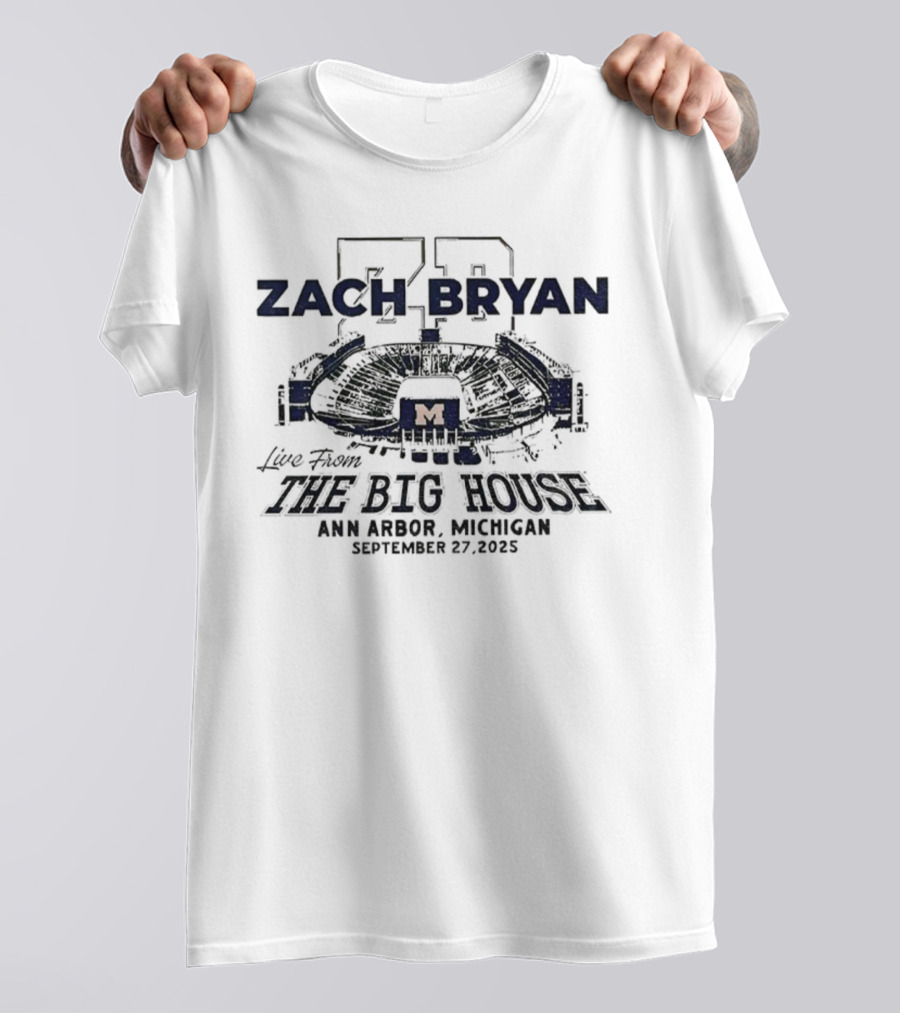 Zach Bryan 73 Michigan Wolverines Live From The Big House Ann Arbor September 27 2025 T-Shirt