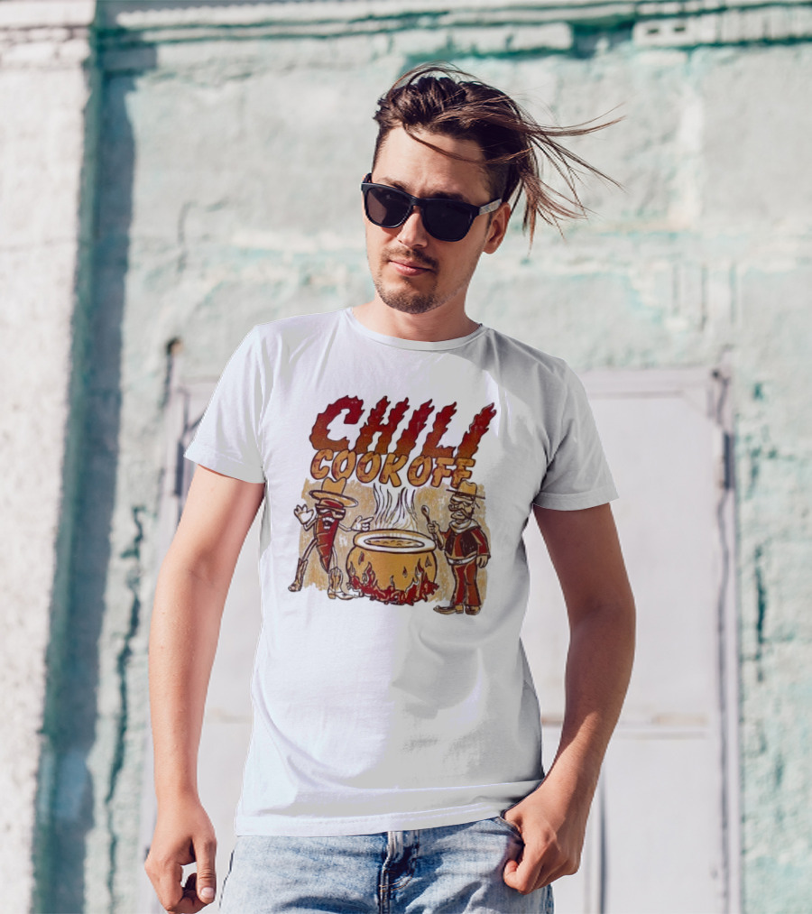 Chili Cookoff Spicy Pepper Cowboy And Chef Duel Over Fiery Pot T-Shirt