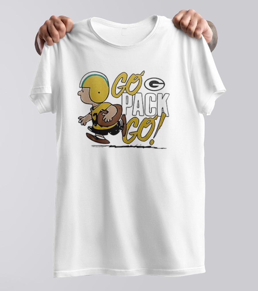 Green Bay Packers Peanuts Snoopy Go Pack Go Winter Cartoon Football T-Shirt