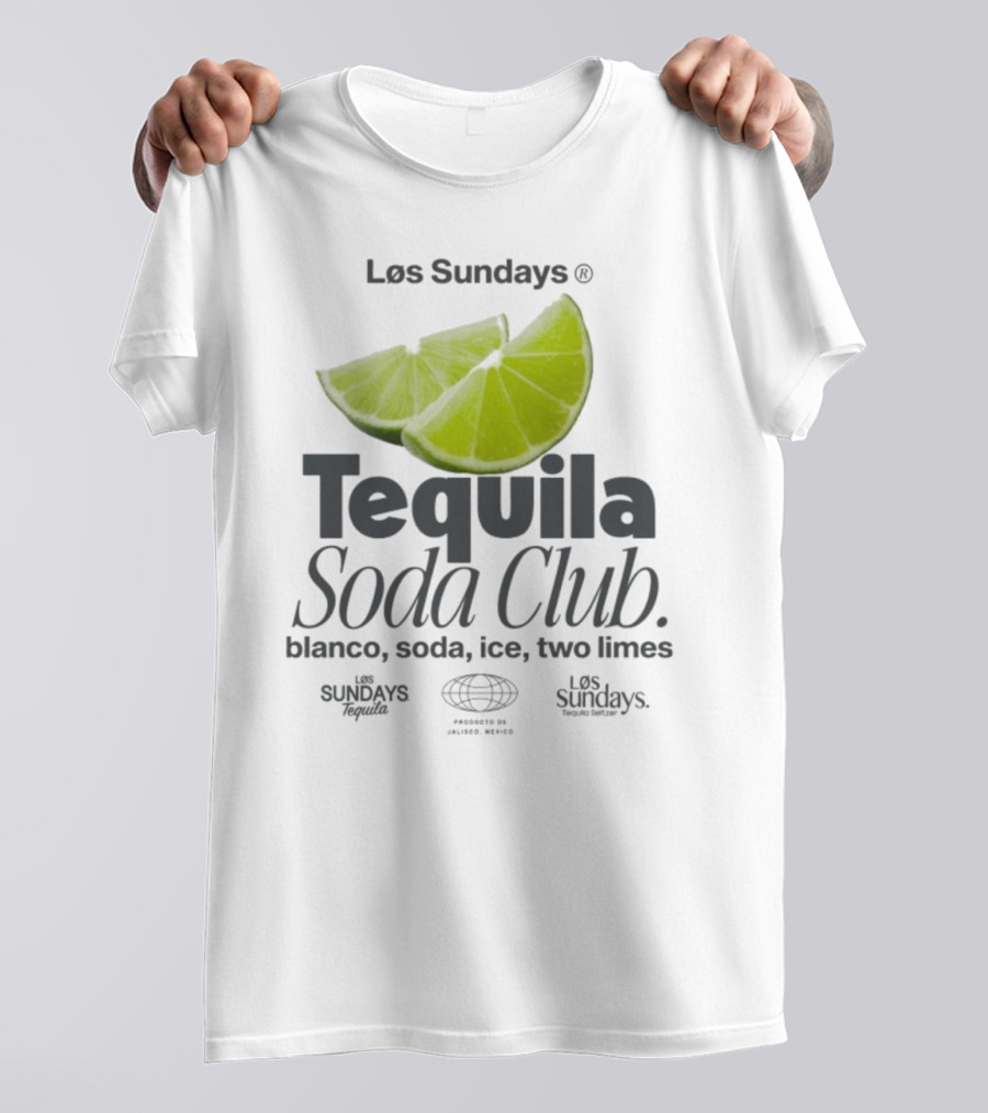 Los Sundays Tequila Soda Club Blanco Soda Ice Two Limes T-Shirt