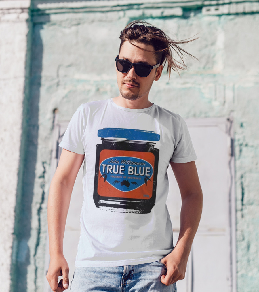 John Williamson True Blue Product Of Australia Mock Jam Label T-Shirt