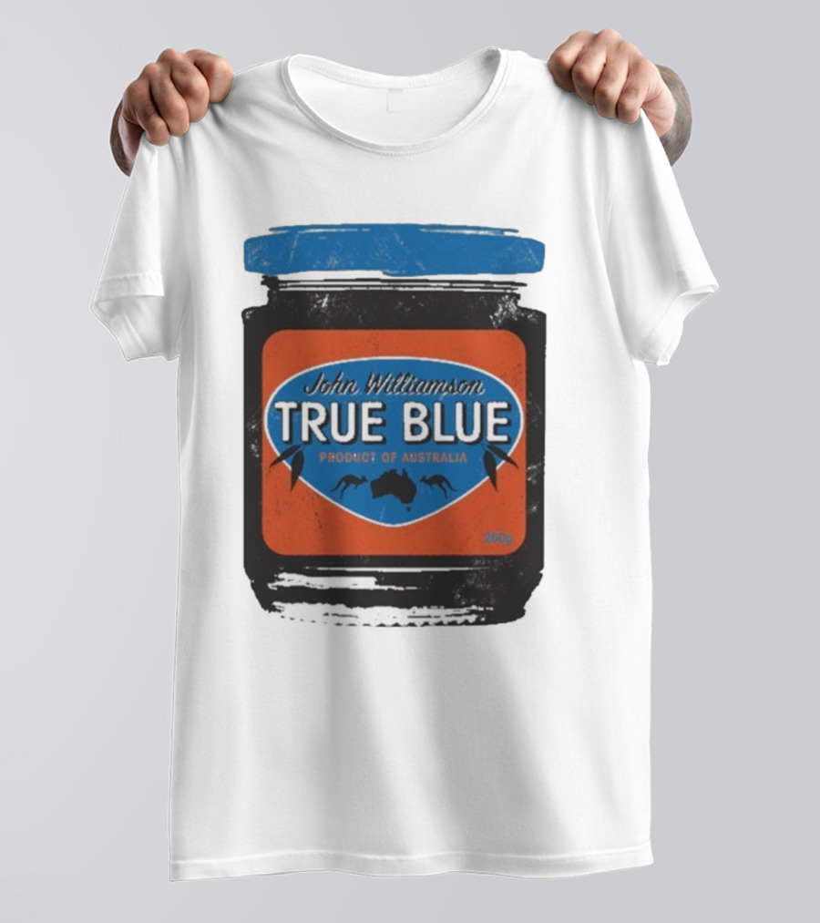 John Williamson True Blue Product Of Australia Mock Jam Label T-Shirt