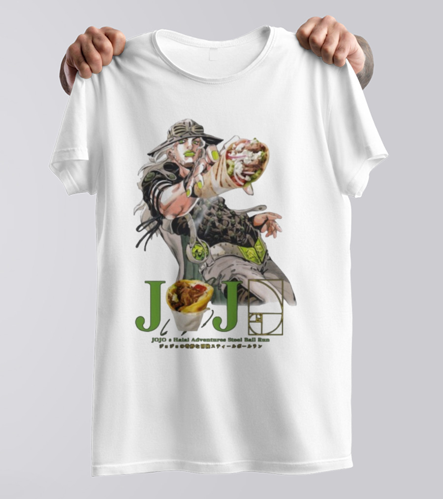 Jojo’s Halal Adventure Steel Ball Run Gyro Burrito Manga Crossover T-Shirt