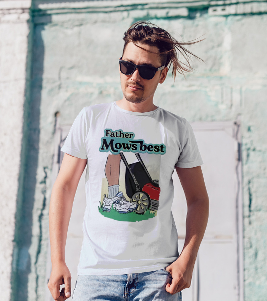 Father Mows Best Emotionalclub Lawn Mower Sneaker Style T-Shirt