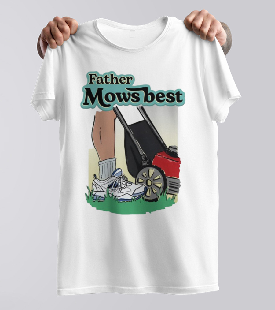 Father Mows Best Emotionalclub Lawn Mower Sneaker Style T-Shirt