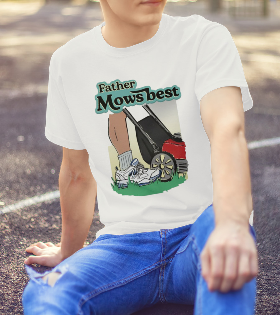 Father Mows Best Emotionalclub Lawn Mower Sneaker Style T-Shirt