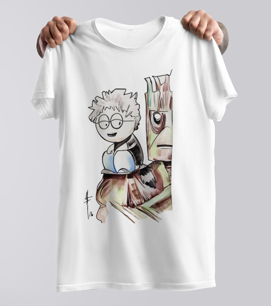 Kyle Broflovski And Groot Cartoon Mashup Fan Art South Park Guardians Of The Galaxy Crossover T-Shirt