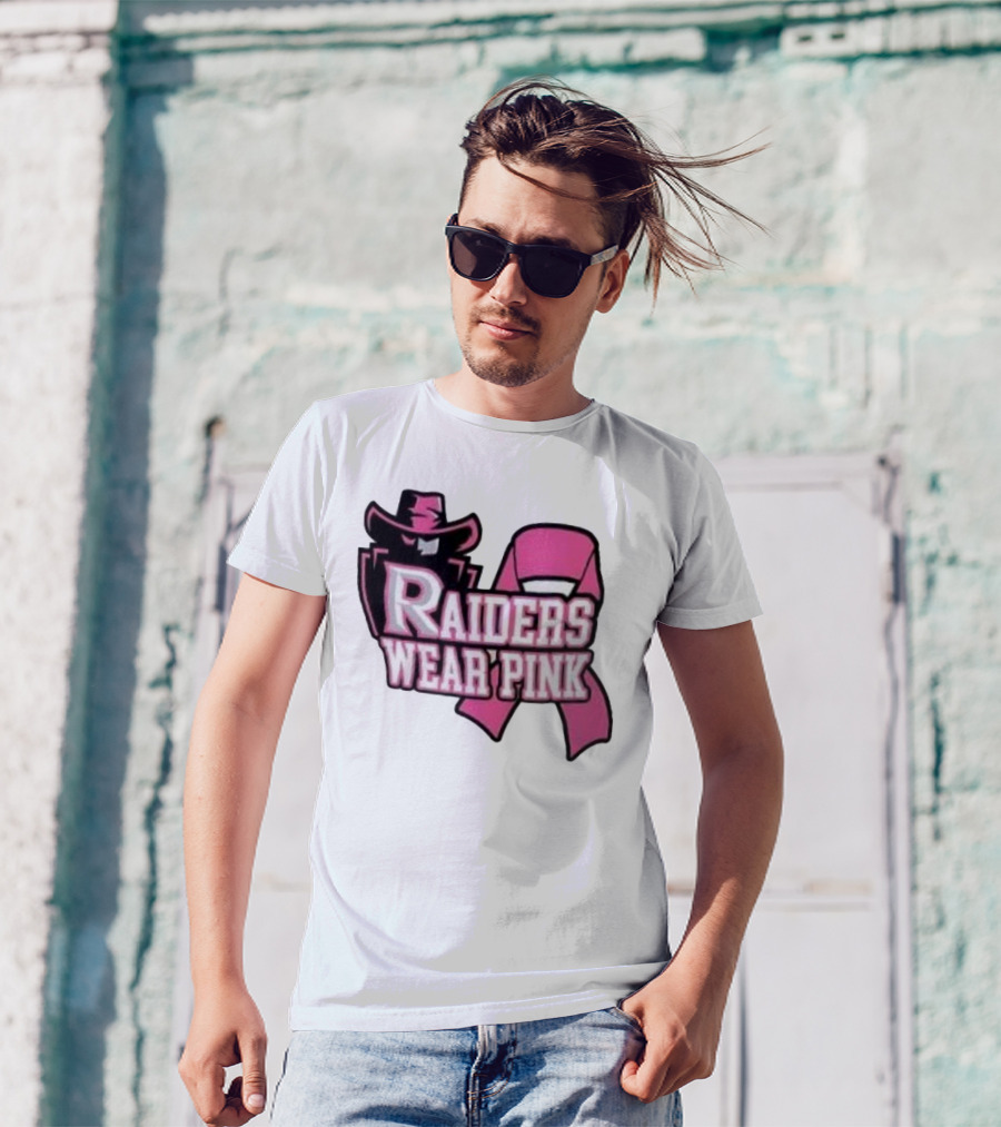 Raiders Wear Pink Breast Cancer Awareness Power Ribbon T-Shirt