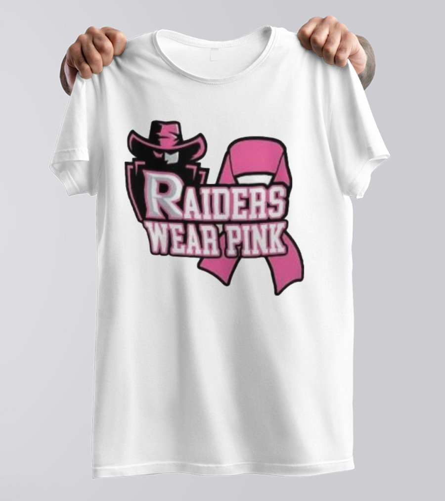 Raiders Wear Pink Breast Cancer Awareness Power Ribbon T-Shirt