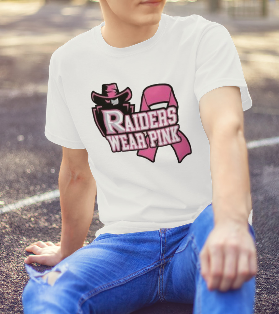 Raiders Wear Pink Breast Cancer Awareness Power Ribbon T-Shirt