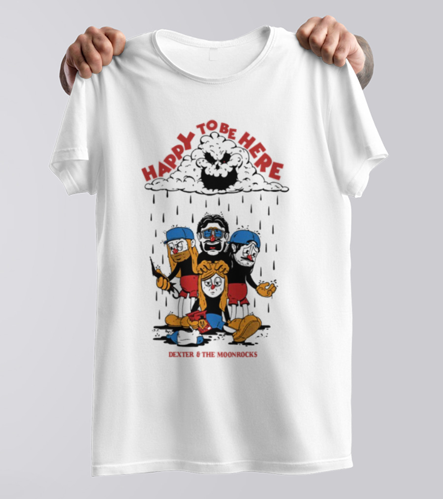 Dexter & The Moonrocks Happy To Be Here Blue And Red Outfits T-Shirt