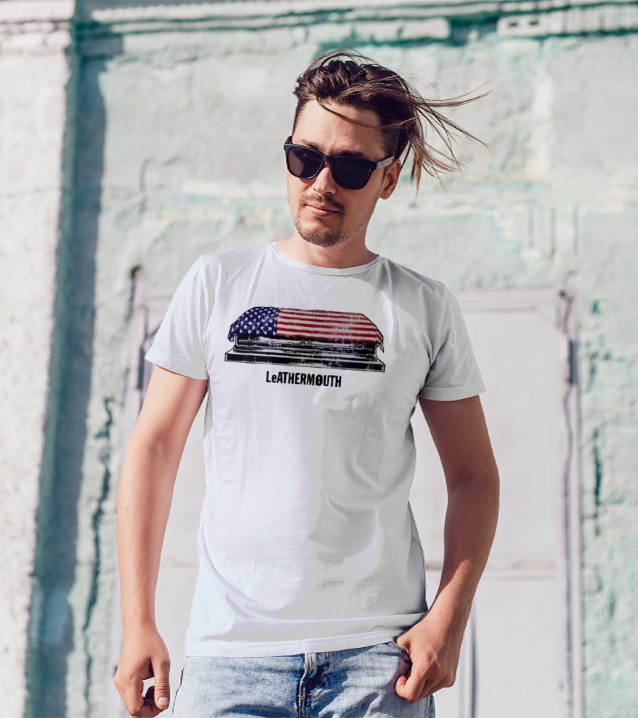 Leathermouth American Flag Coffin T-Shirt