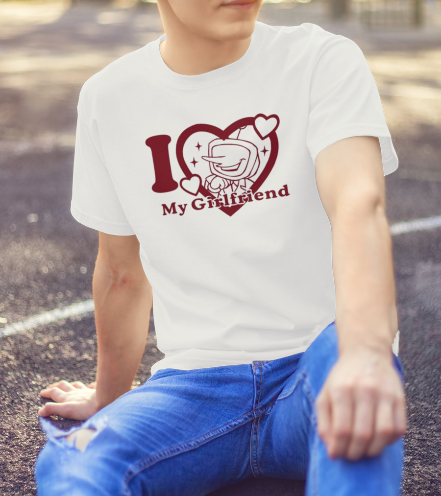I Love My Girlfriend Mr. Tenna Heart Design T-Shirt