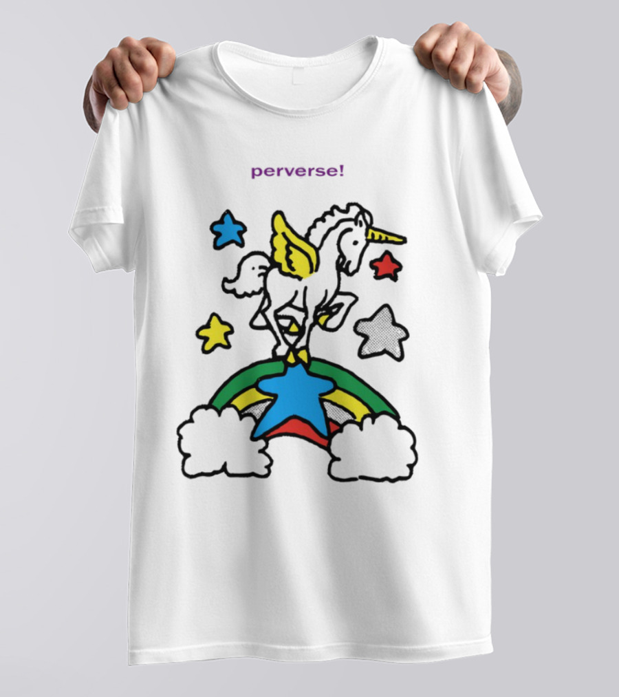 Perverse Pride Bug Girl Rainbow Stars Wings T-Shirt