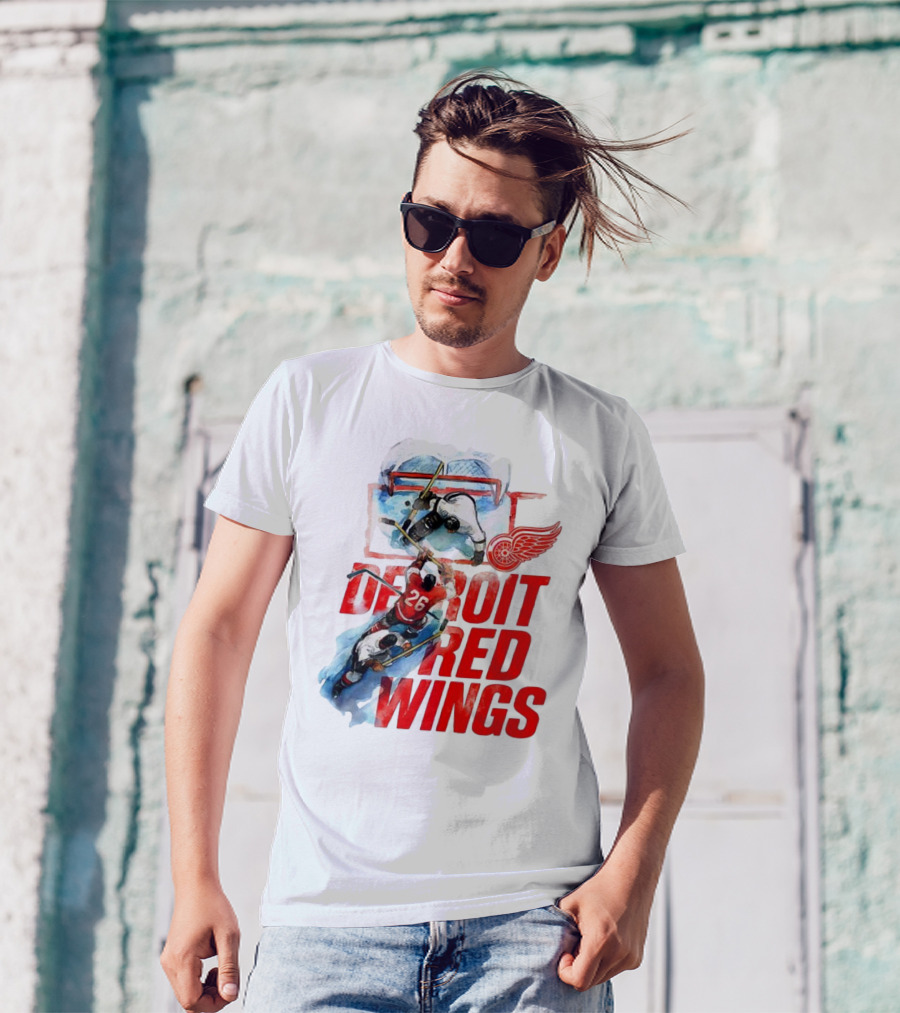 Sana X Detroit Red Wings Hockey Team Action Scene T-Shirt