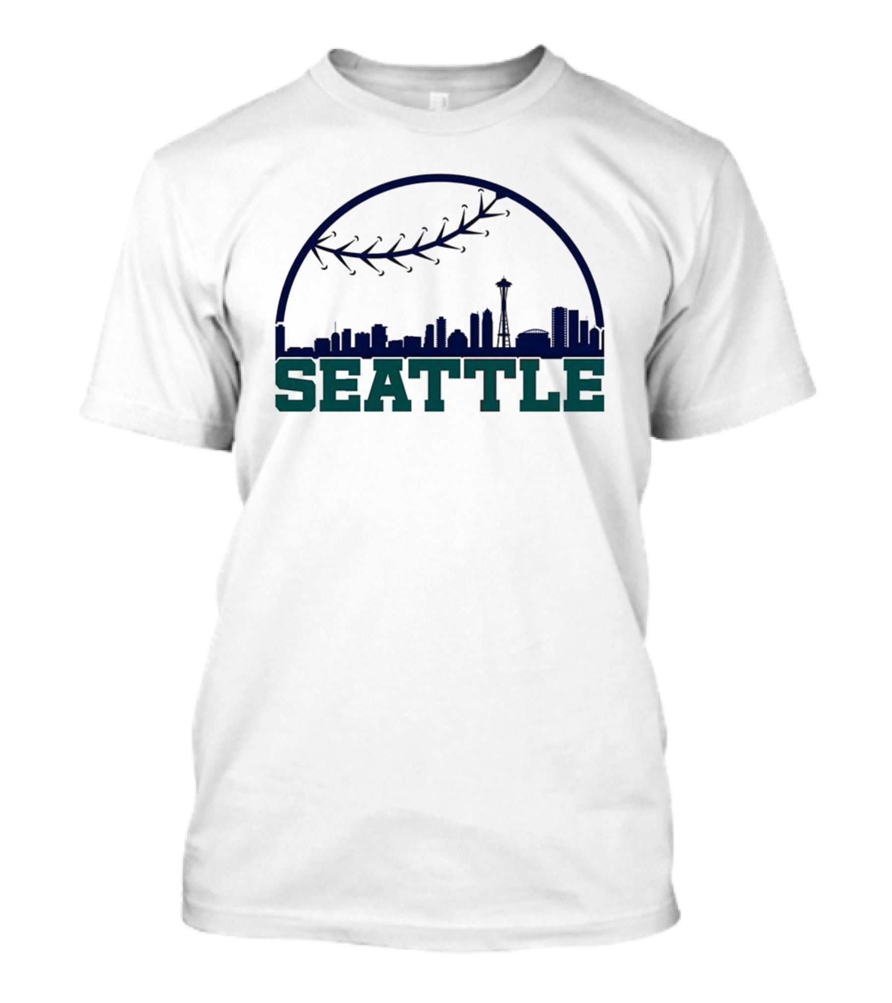 Seattle Mariners Skyline Baseball Theme With Space Needle T-Shirt