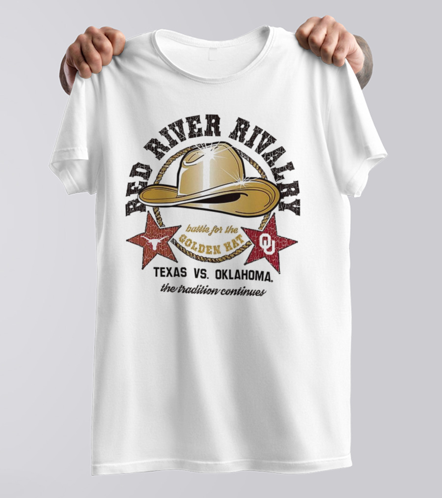 Red River Rivalry Texas Vs Oklahoma Battle For The Golden Hat T-Shirt