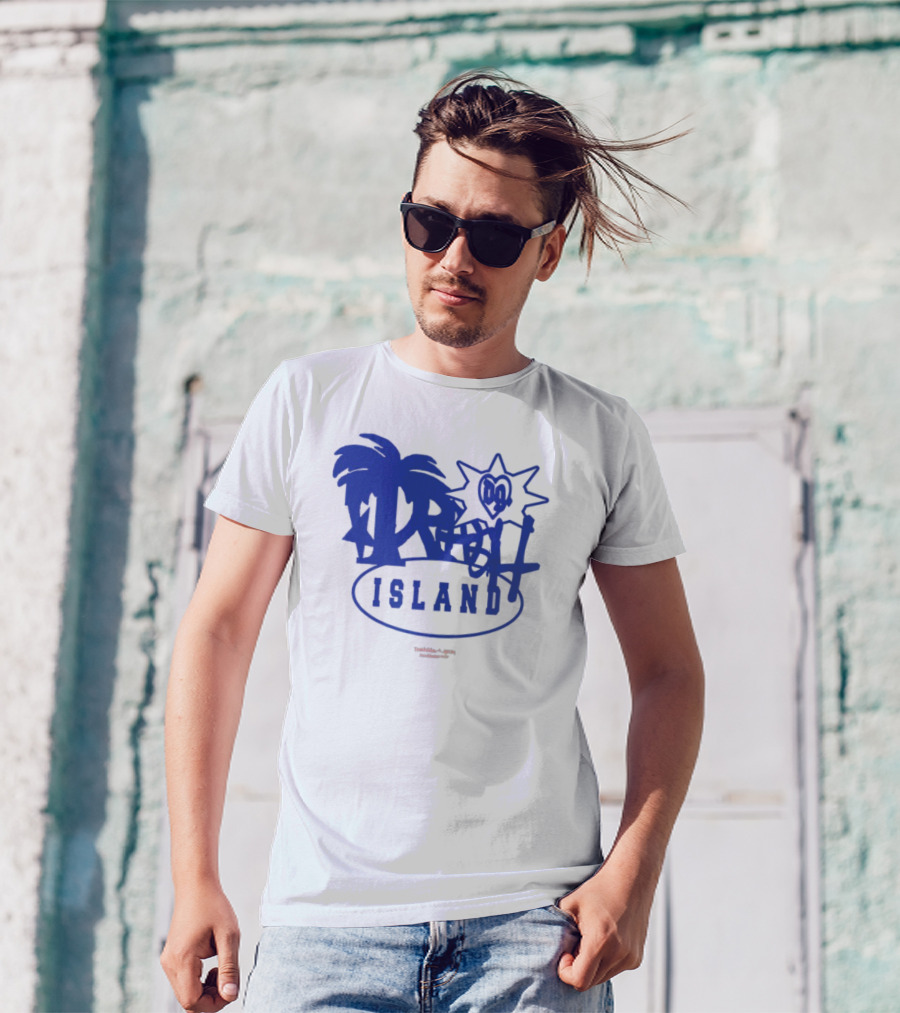 Trash Island Blue And White Palm Star Grafik T-Shirt