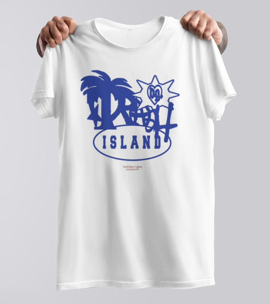 Trash Island Blue And White Palm Star Grafik T-Shirt