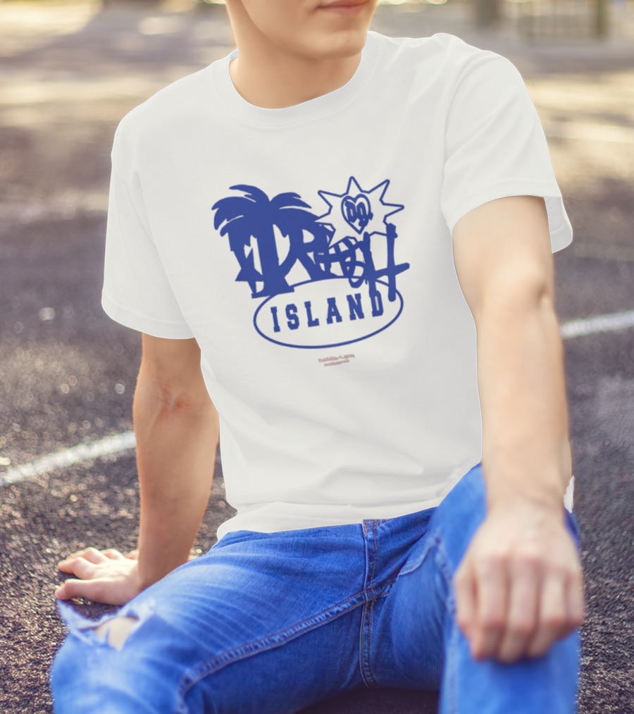 Trash Island Blue And White Palm Star Grafik T-Shirt
