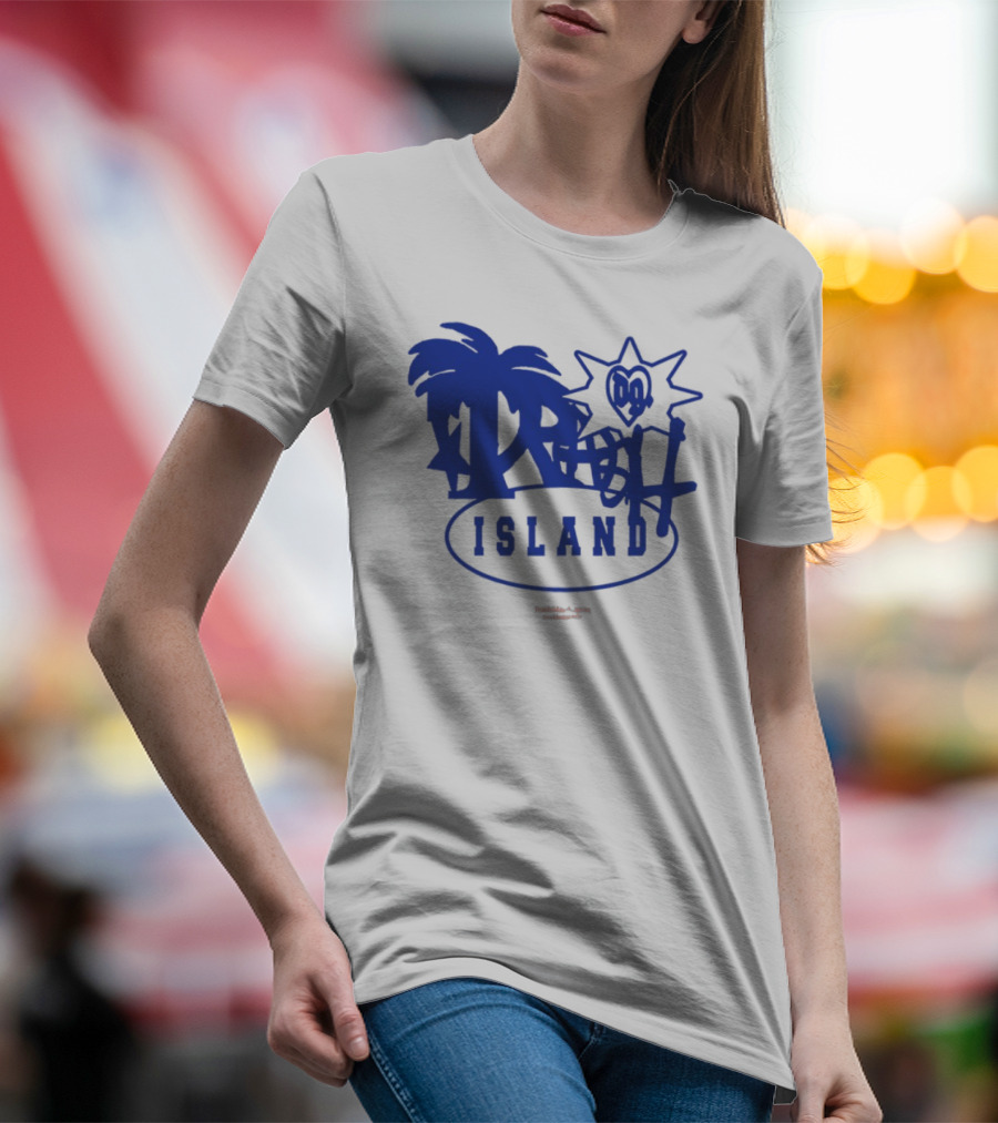 Trash Island Blue And White Palm Star Grafik T-Shirt