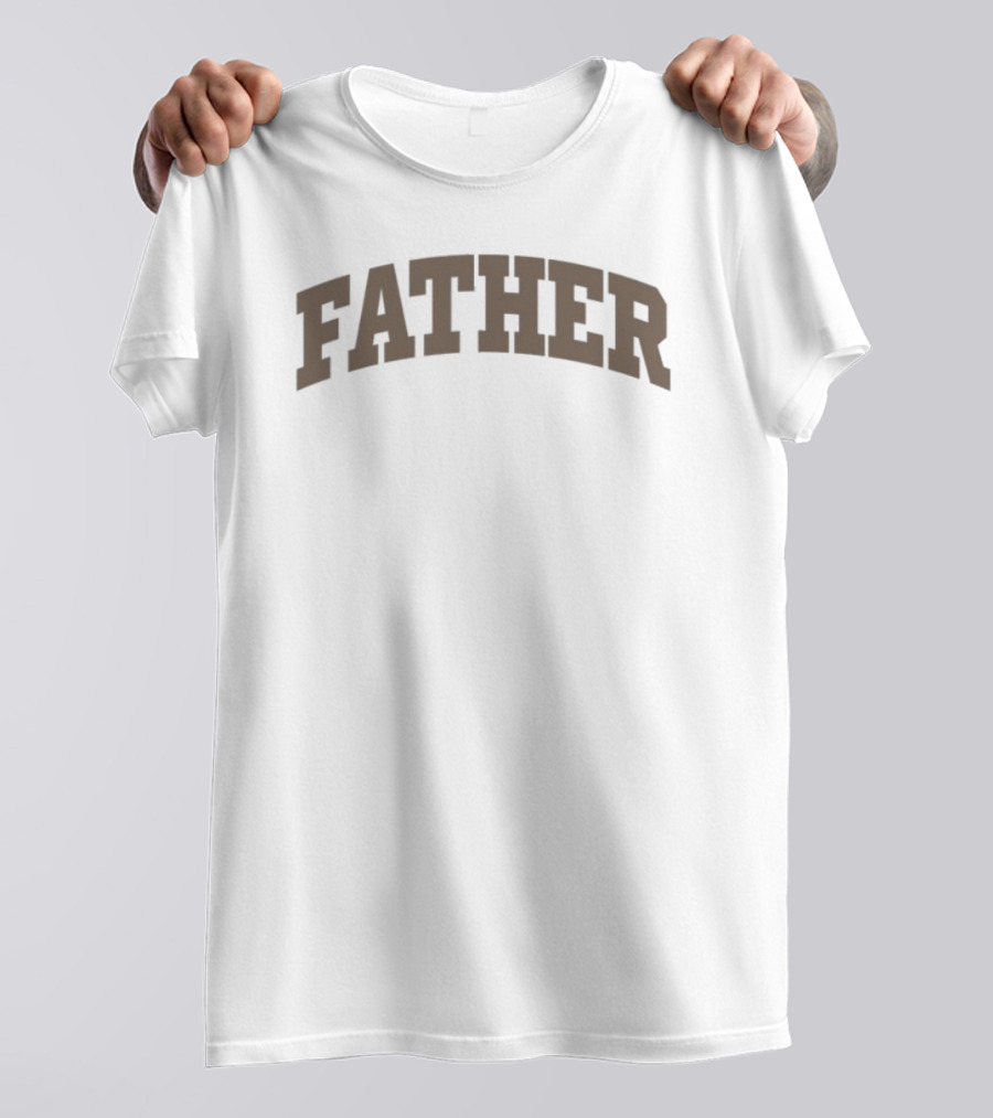 Unwell Father Text Arch Style Brown Letters T-Shirt