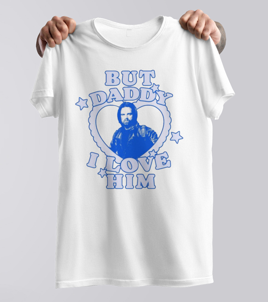But Daddy I Love Him Bucky Barnes Blue Heart Stars T-Shirt