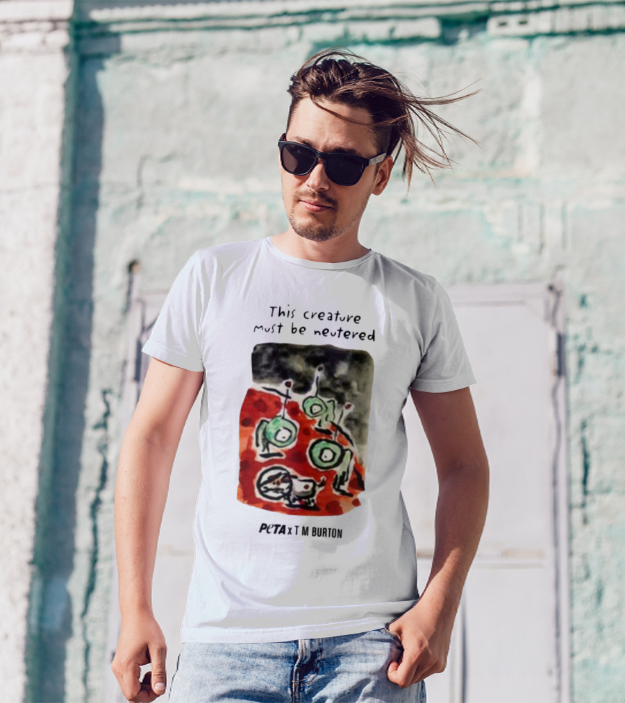 Peta X Tim Burton The Creature Must Be Regarded Levi In Space T-Shirt