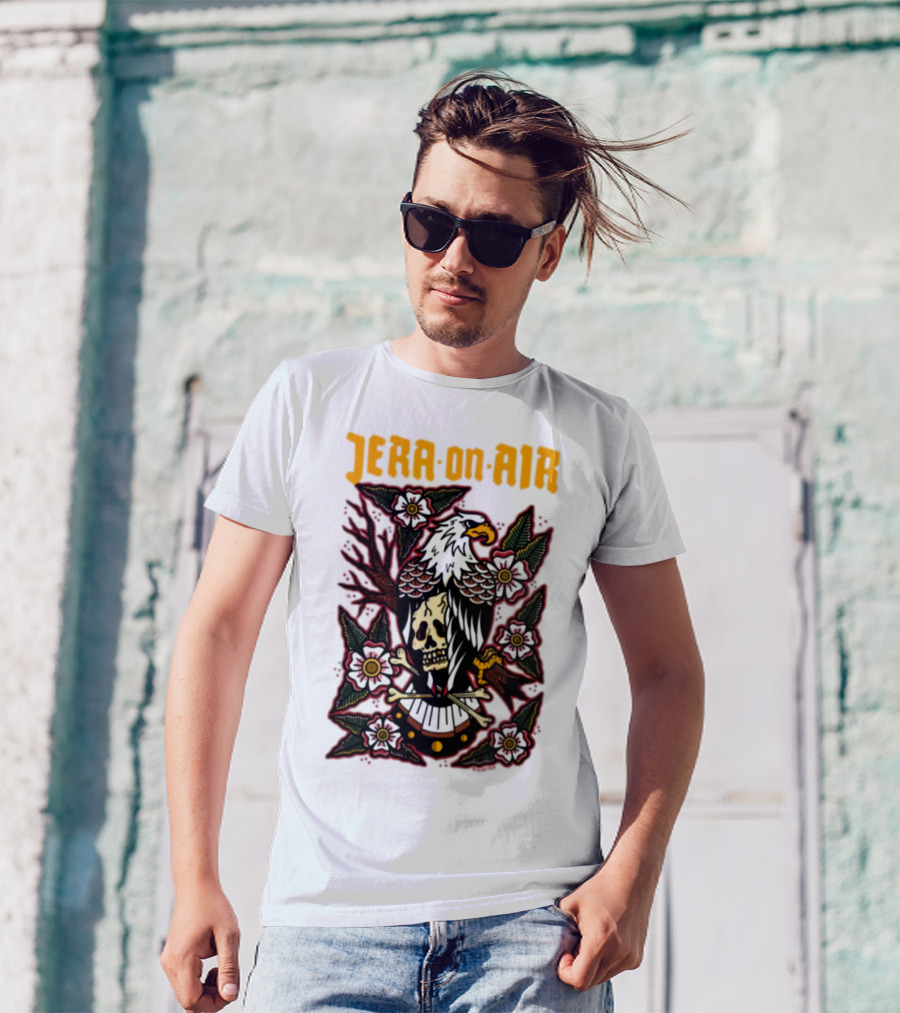 Richie Disaster Jera On Air Eagle Skull Floral Design T-Shirt