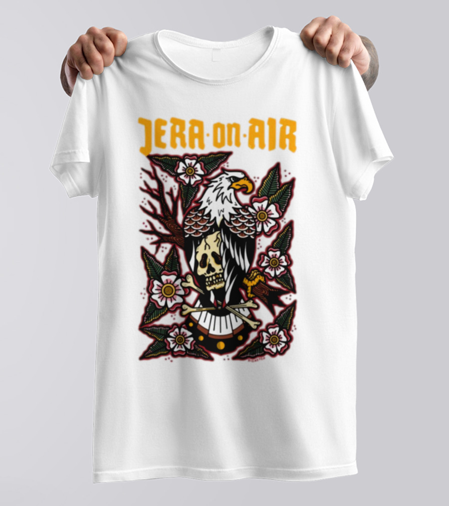 Richie Disaster Jera On Air Eagle Skull Floral Design T-Shirt