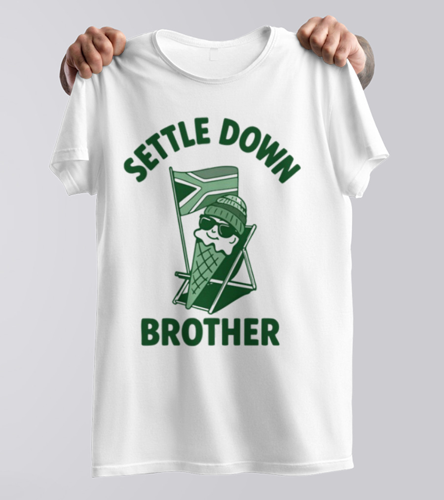 Settle Down Brother Ice Cream Cone Beach Chair Relaxation T-Shirt