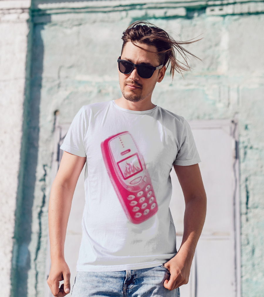Ben Ellis The Burner Phone Retro Cell Fire Graphic T-Shirt