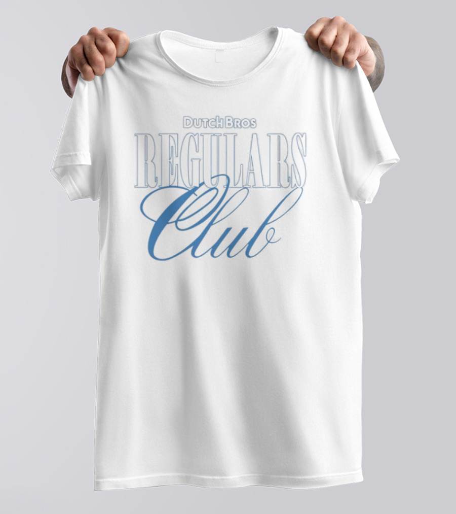 Dutch Bros Regulars Club Membership Blue Text T-Shirt