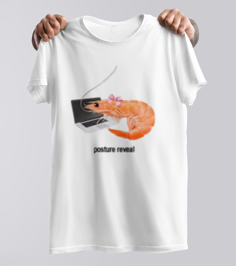 Shrimp Laptop Bow Posture Reveal T-Shirt