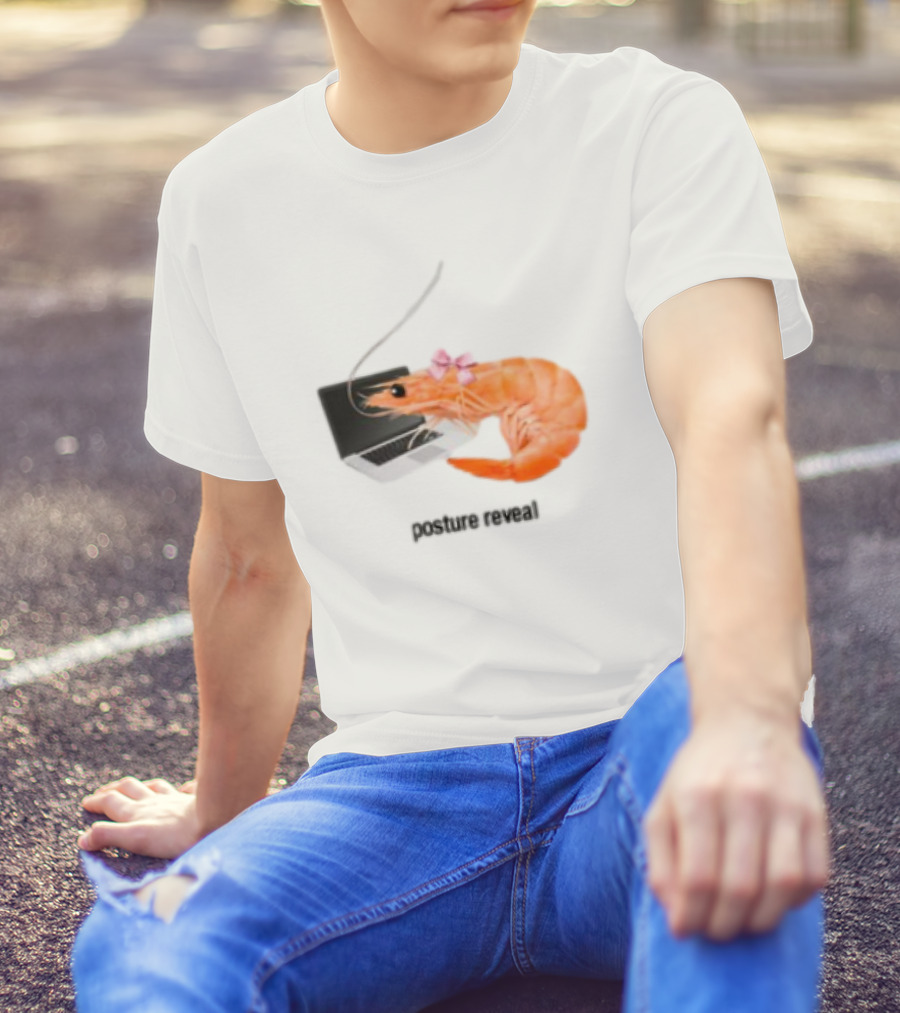 Shrimp Laptop Bow Posture Reveal T-Shirt