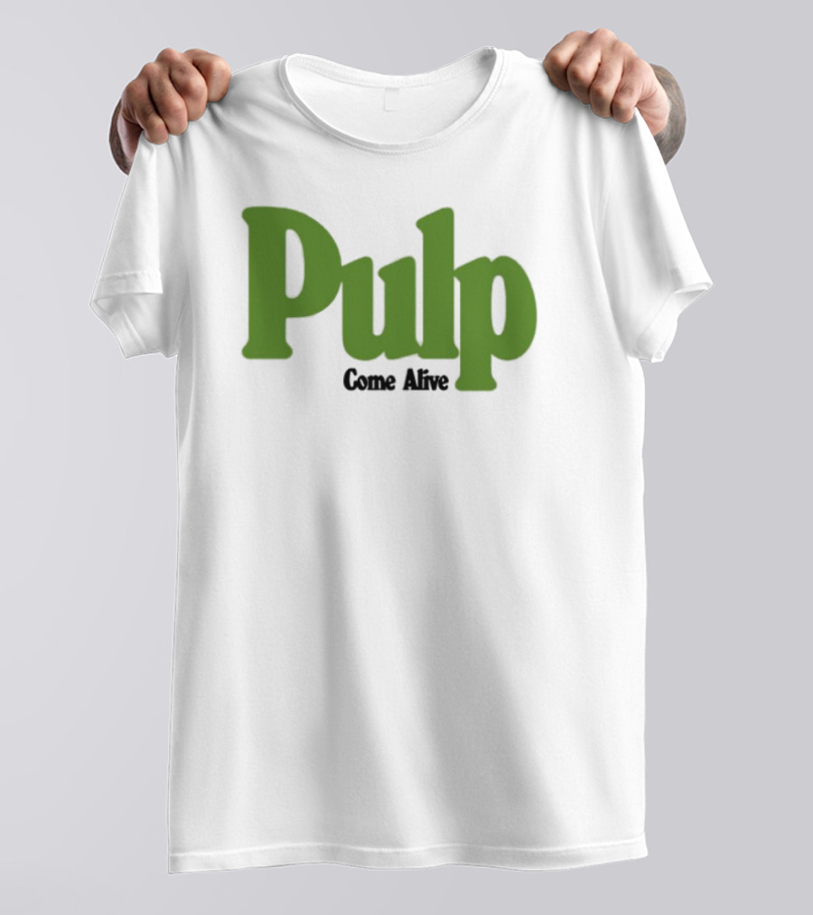 Pulp Come Alive Ecru Retro Bold Green Typography T-Shirt