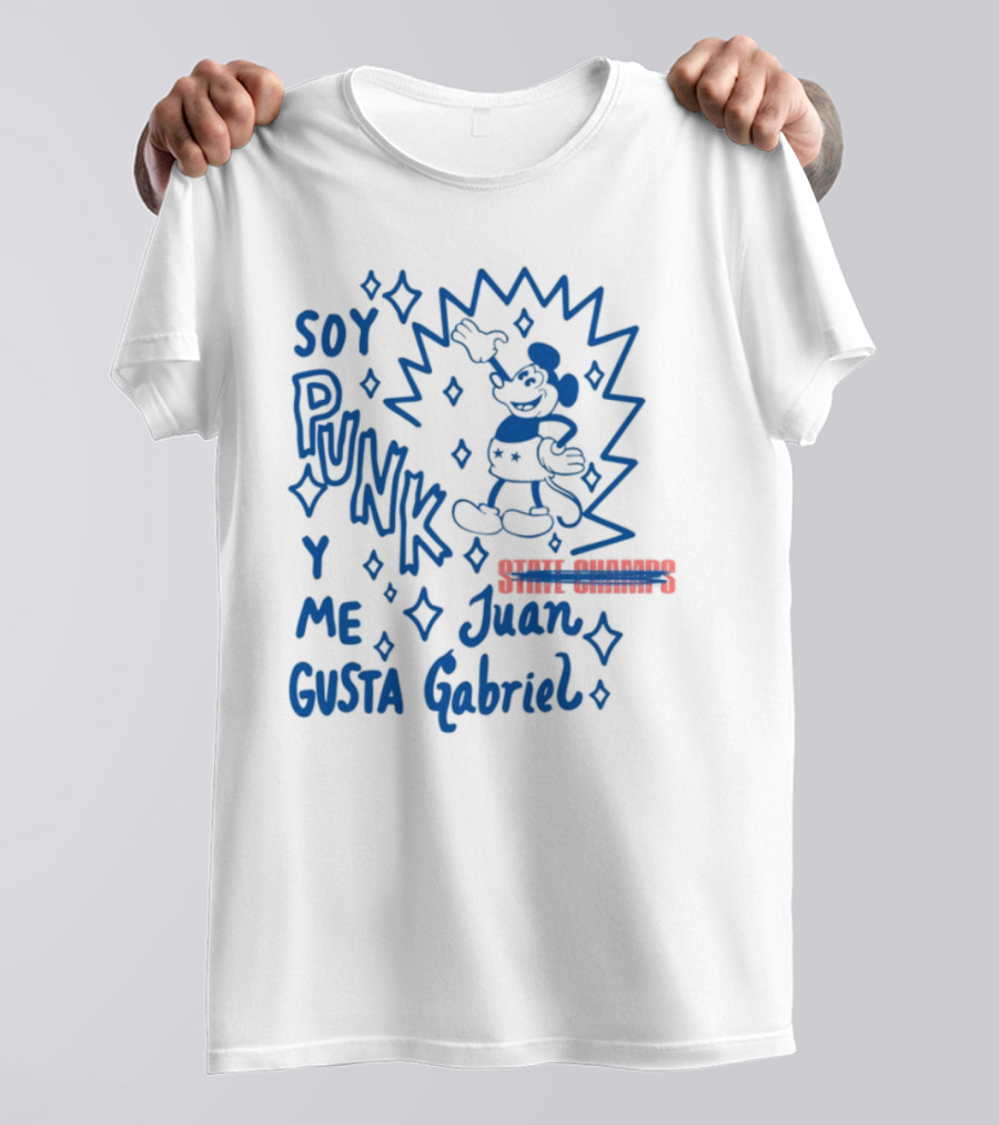 Soy Punk Y Me Gusta Juan Gabriel Sparkling Cartoon Punk Style T-Shirt