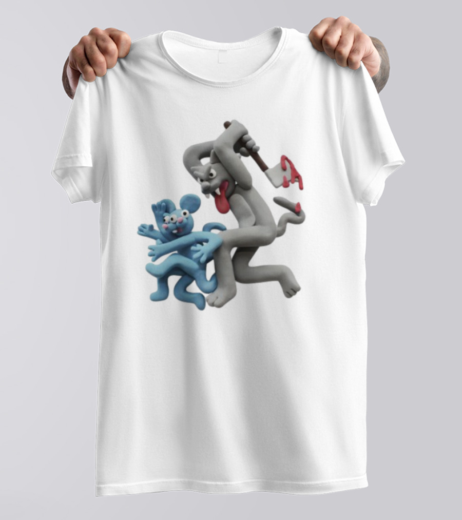 Spooky Woods Cat Mouse Claymation Horror Scene T-Shirt