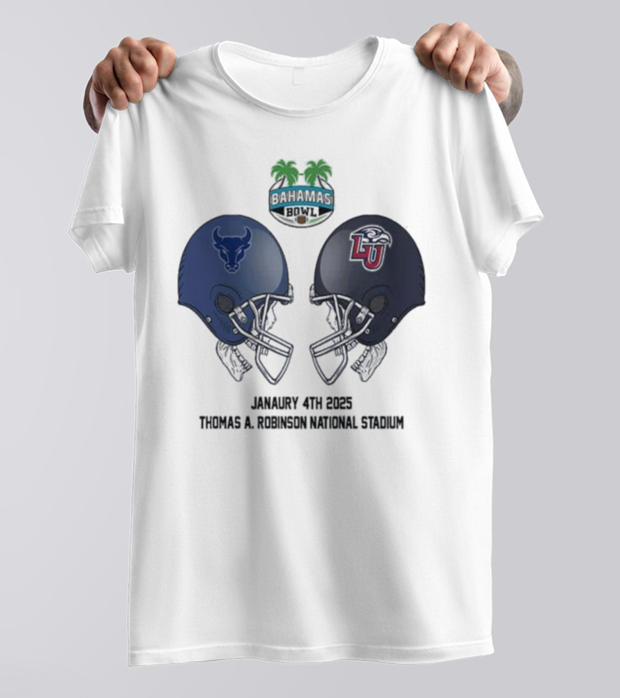 Buffalo Bulls Vs Liberty Flames Head To Head Bahamas Bowl January 4th 2025 Thomas A Robinson Stadium T-Shirt