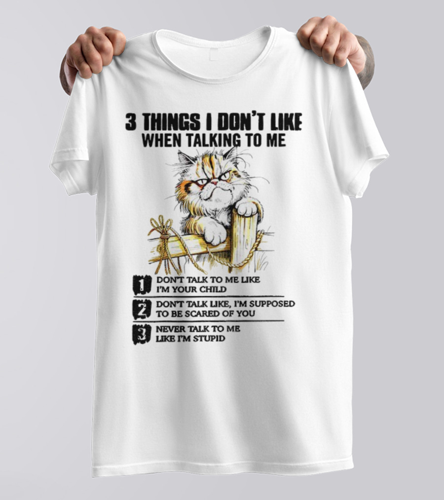 3 Things I Don’t Like Cat Grumpy Humor Don’t Talk To Me Like I’m Your Child T-Shirt