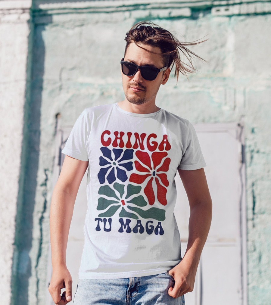 Chinga Tu Maga Colorful Floral Design T-Shirt