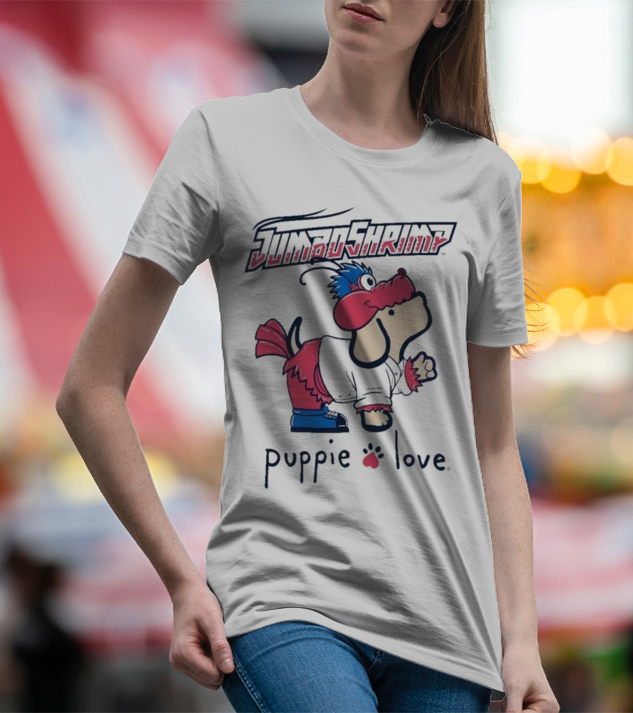 Jacksonville Jumbo Shrimp Puppie Love Baseball Mascot T-Shirt