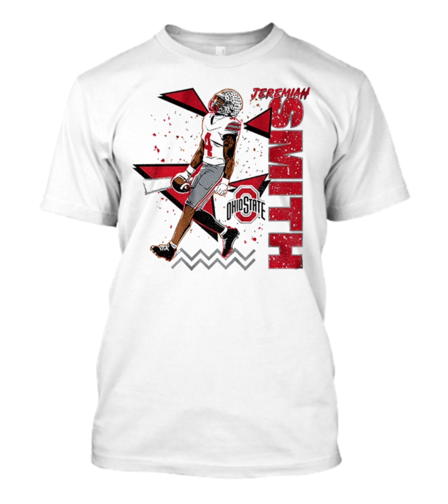 Ohio State Buckeyes Football Jeremiah Smith 90s Style Vintage Red Black Pattern T-Shirt