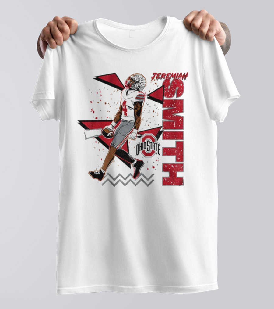 Ohio State Buckeyes Football Jeremiah Smith 90s Style Vintage Red Black Pattern T-Shirt