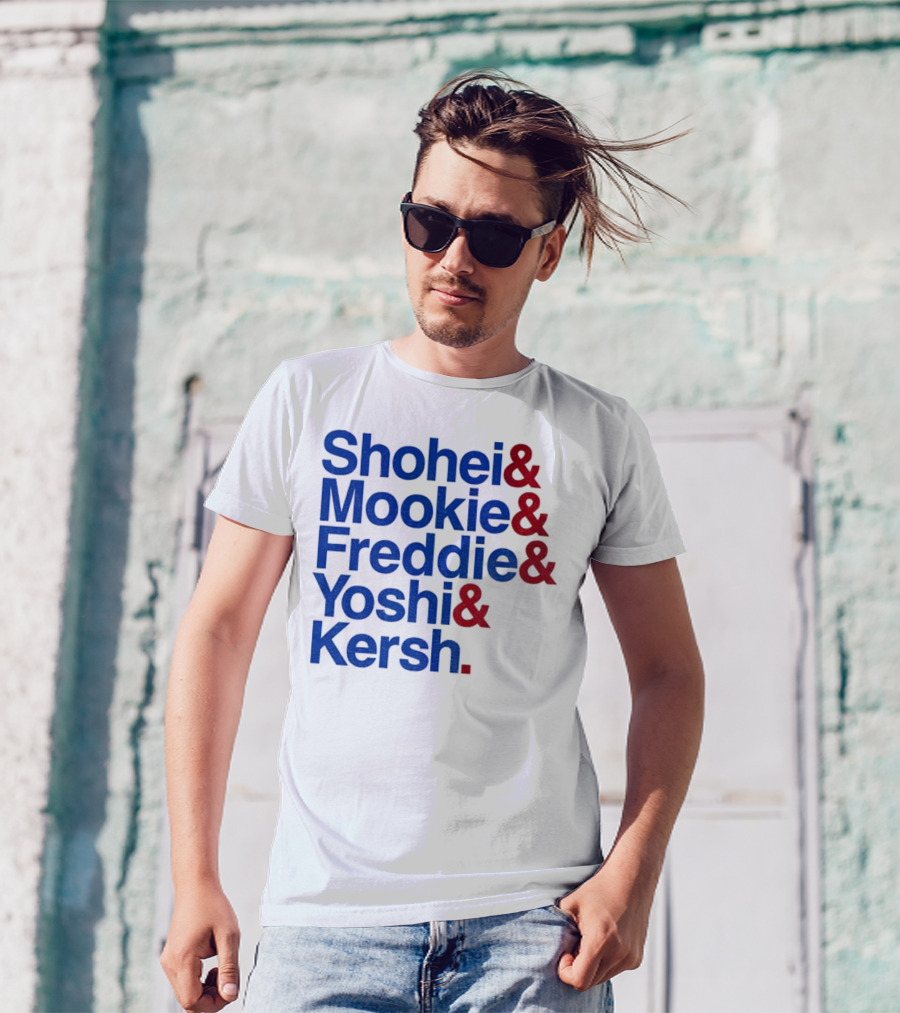 Shohei Mookie Freddie Yoshi Kersh Los Angeles Dodgers Baseball Ampersand Stars 2025 T-Shirt