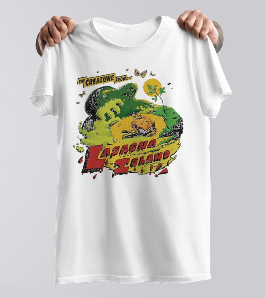 The Creature From Lasagna Island Vintage Horror Design October 2025 T-Shirt