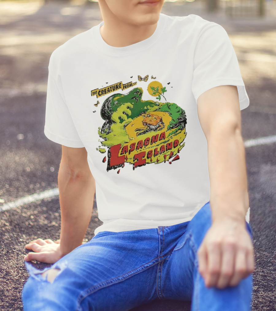 The Creature From Lasagna Island Vintage Horror Design October 2025 T-Shirt