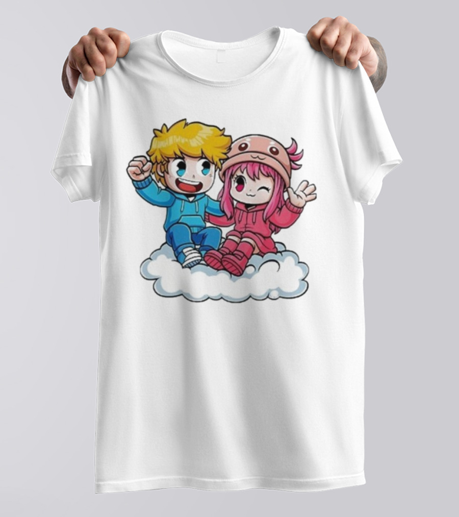 Ukri Et Lea Bio Cute Cartoon Characters On Cloud T-Shirt