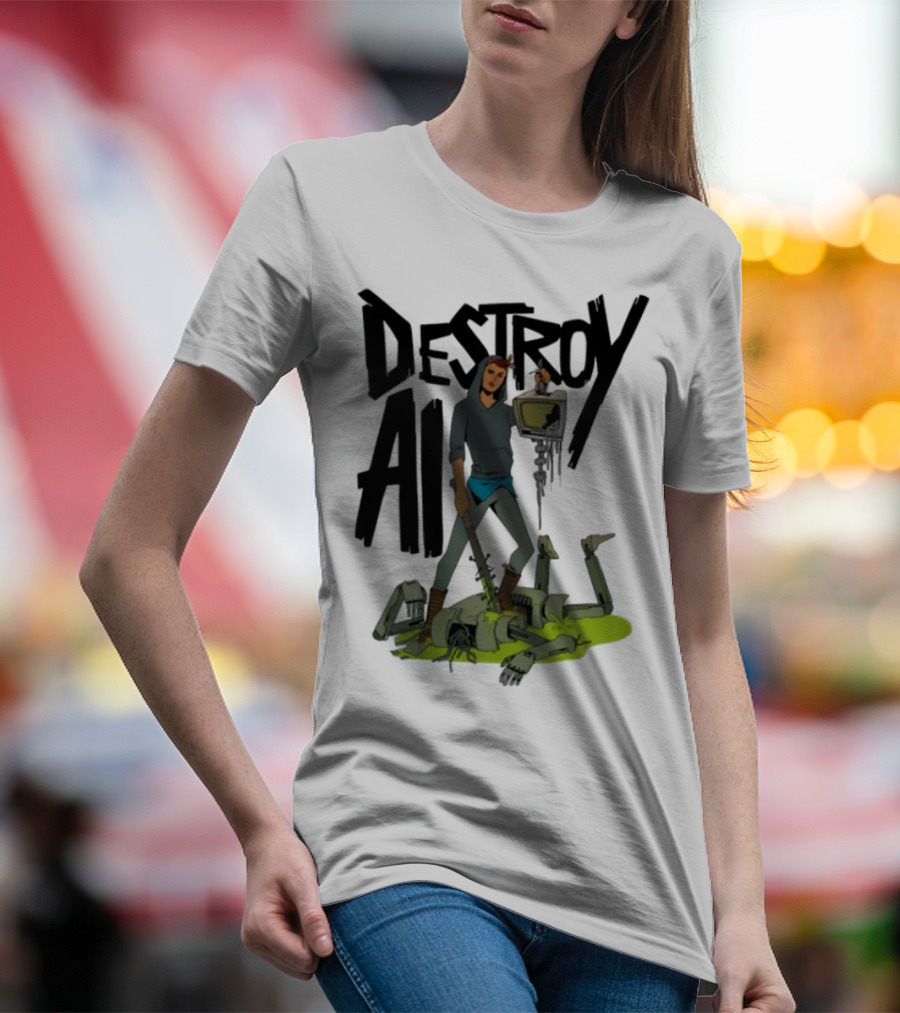 "Aftermath Destroy AI Futuristic Battle Scene" T-Shirt