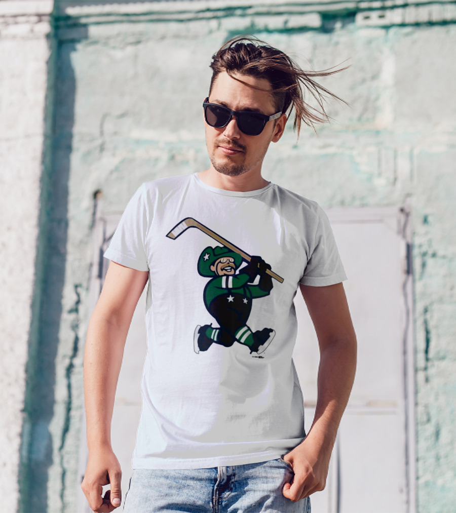 Frisco RoughRiders Dallas Stars Night Mascot Skating Youth Hockey T-Shirt